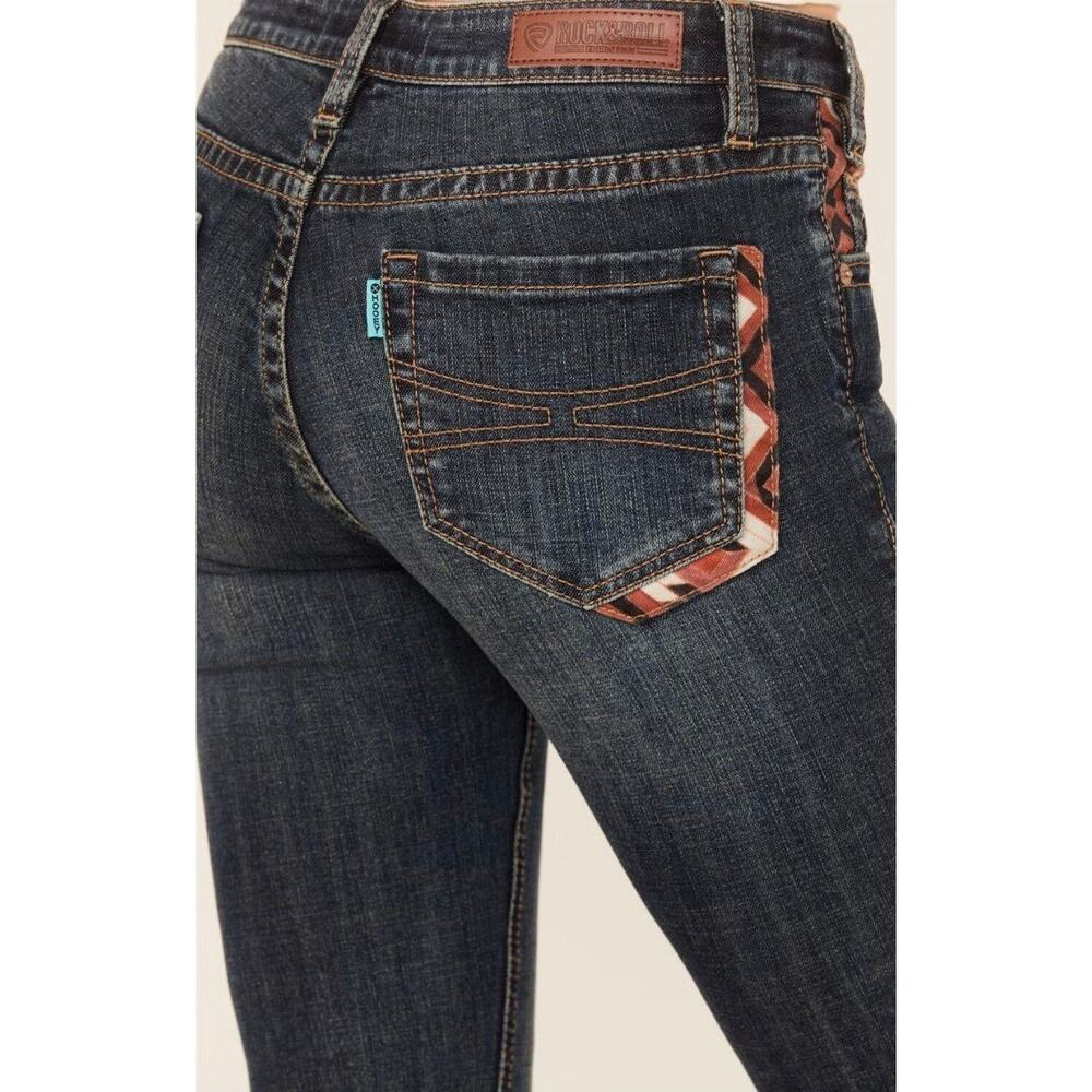 Hooey by Rock & Roll Denim Women's Dark Wash High Rise Stretch Baby Flare Jeans